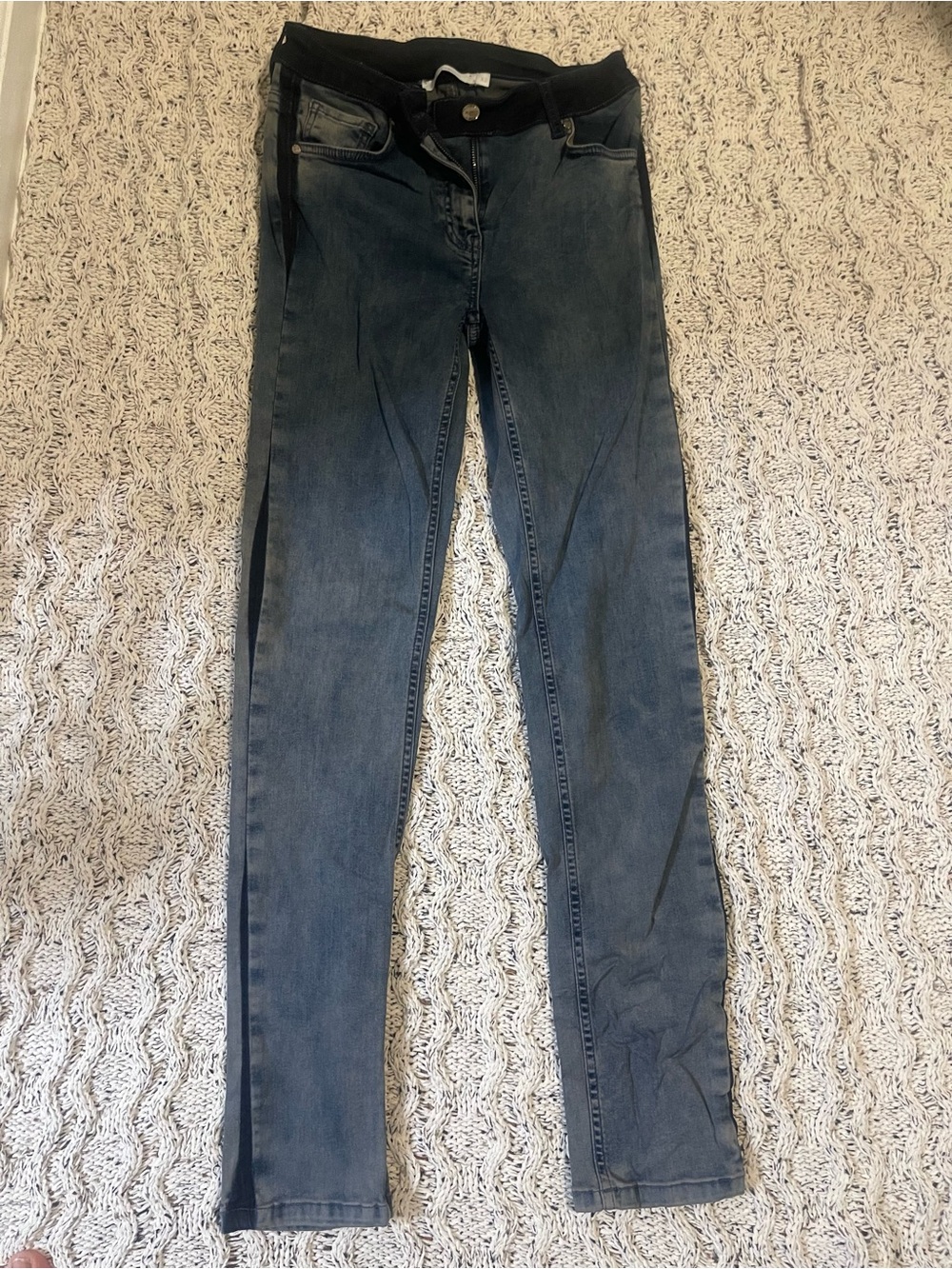 Lauren Vidal Dark Blue Skinny Jeans with Black Side Panels